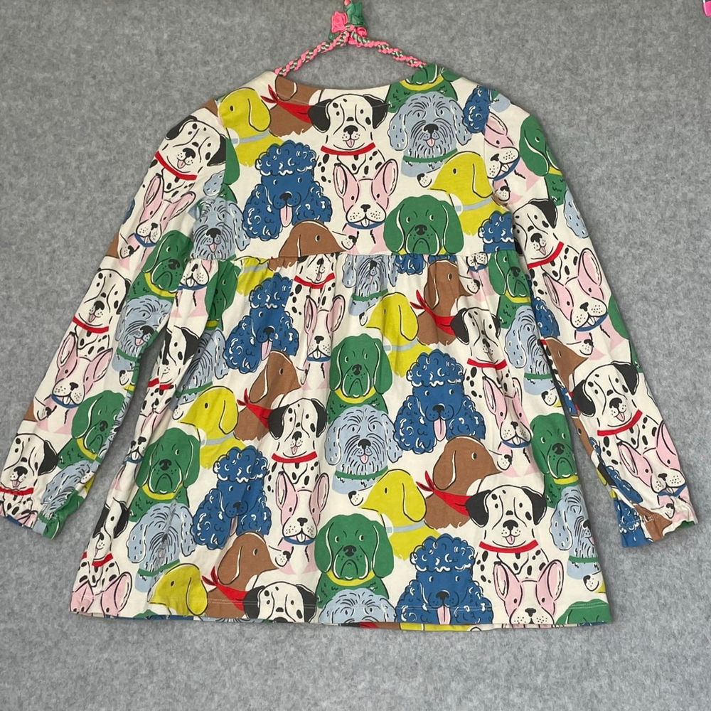 Mini Boden Girls 9-10Y Dog Print Tunic Top Long Sleeve Striped Pockets #03 - Picture 2 of 10